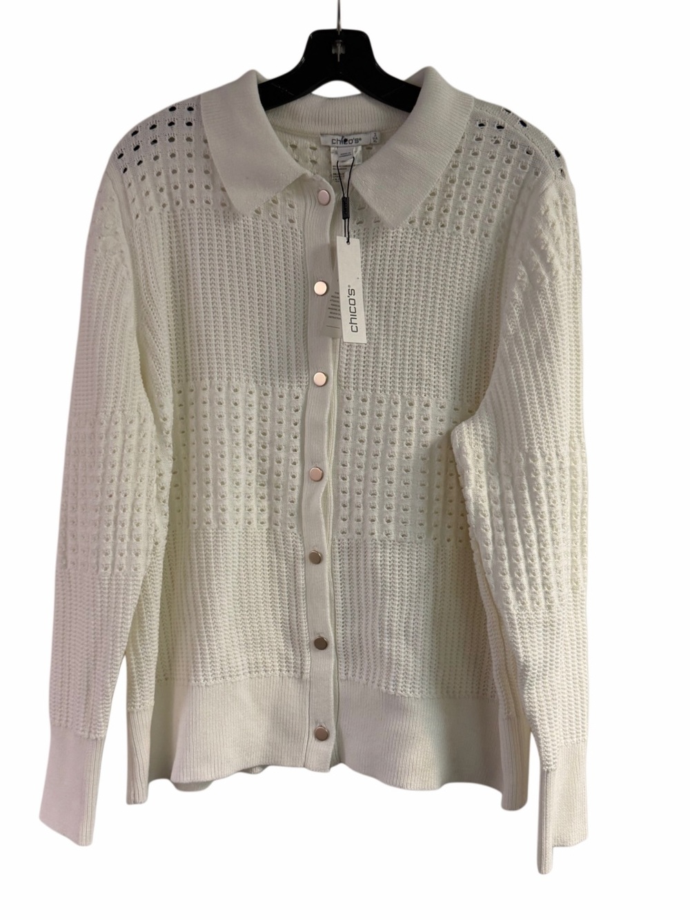 NWT Chico’s Textured Button Front White Cardigan Size 3 (XL)